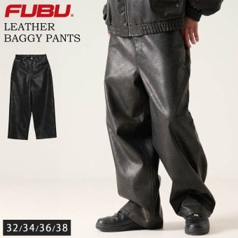 FUBU フブ レザーパンツ メンズ レディース fam-61502 フェイクレザー バギーパンツ ワイドパンツ 5ポケット 合皮 ルーズシルエット ジーパン ストリート ヒップホップ ダンス カジュアル ボトムス 32 34 36 38 2026 Karlas