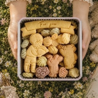 【お礼・お祝い・挨拶】クッキー缶｜きみと季節のとなりに「花束」(クッキーメッセージ 洋菓子 お菓子 スイーツ 焼き菓子 誕生日 記念日 内祝い 結婚 出産 送別 入学 卒業 卒園 バースデー プレゼント ギフト 贈り物 手土産 かわいい 可愛い 動物 バレンタイン ホワイトデー 門出 くま うさぎ 詰め合わせ 退職 引っ越し ラッピング 母の日 友達 孫 子供 女性 彼女 母 娘 甥 姪っ子) 