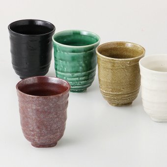 釉膳めぐり五彩湯呑揃 磁器 美濃焼 やきものの里から、暮らしを贈ります。　ギフト 食器 セット テーブルウェア