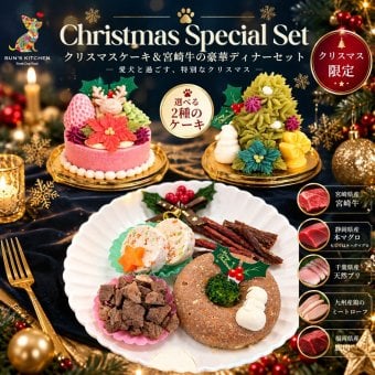 無添加犬用　Xmas　CAKEどちらかお一つとディナーのセット　直径8cm 犬用 ケーキ 誕生日 バースデー 【冷凍】