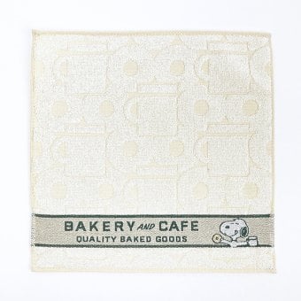 スヌーピー ミニタオル BAKERY＆CAFE グリーン ハンカチ SNOOPY