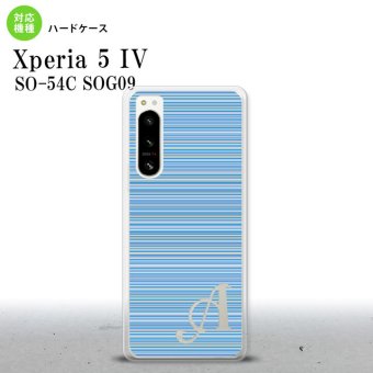 Xperia 5 IV Xperia5 IV スマホケース 背面ケース ハードケース ボーダー 細 青 +アルファベット 2022年 10月発売 nk-xp54-1288i