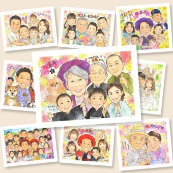 喜寿のギフトに、記念日に残したい笑顔をやさしいタッチで描きます。ラッピング対応で、贈り物として渡しやすい似顔絵です。 プレゼント 喜寿 似顔絵 ギフト 贈り物 手描き 名入れ 喜寿 記念 古希 長寿 大人数 おばあちゃん おじいちゃん 祖父母 名入れ 下書き確認 修正無料 宝物 サプライズ 親孝行 そっくり 長寿祝い 一生もの 77歳 喜寿 古希祝い メモリアル 喜ばれる 感謝の品 感激