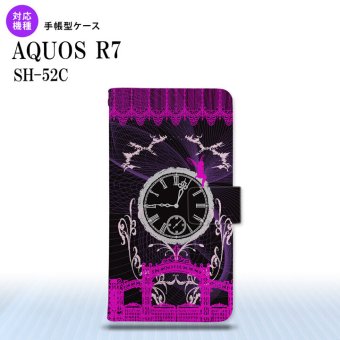 SH-52C AQUOS R7 手帳型スマホケース カバー 時計 妖精 黒 赤  nk-004s-r7-dr1251
