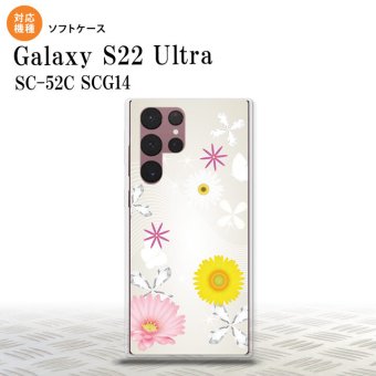 SC-52C SCG14 Galaxy S22 Ultra スマホケース 背面ケースソフトケース 花柄 ミックス B 白 メンズ レディース nk-s22ul-tp274