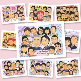 似顔絵 ギフト 家族 贈り物 プレゼント 手描き 名入れ 記念日 誕生日 記念 感謝 お祝い 大人数 両親 家族 祖父母 母 父 名入れ 下書き確認 修正無料 そっくり 喜ばれる 似てる かわいい 思い出 感謝 記念 色紙 ウェディングギフト 喜寿祝い 快気祝い 初任給 米寿祝い キレイ イラスト オリジナル 闘病中の方への励まし 結婚祝い ハロウィン クリスマス