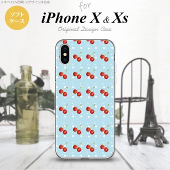 【iPhoneX】【スマホケース/スマホカバー】【アイフォンX】iPhoneX スマホケース カバー アイフォンX さくらんぼ・チェリー 青 nk-ipx-tp177【メール便送料無料】