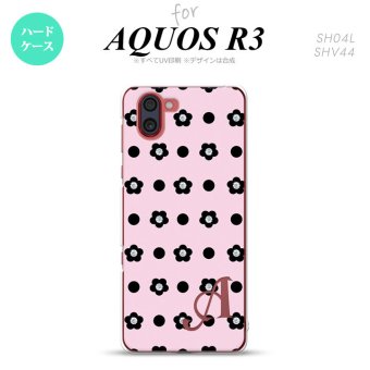SH-04L SHV44 R3 AQUOS R3 スマホケース カバー 花柄 ドット ピンク +アルファベット nk-r3-343i