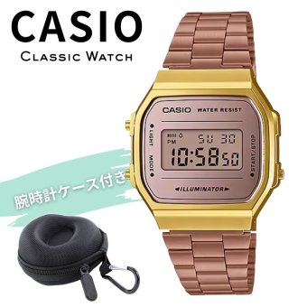 希少デザイン カシオ 腕時計 メンズ レディース ローズゴールド パープル CASIO A168 海外モデル レトロ デジタル チプカシ ミラー プレゼント ギフト 収納ケース付き 成人 卒業 入学