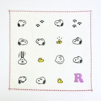 スヌーピー ミニタオル アイコン(R) イニシャル アイボリー ハンカチ SNOOPY