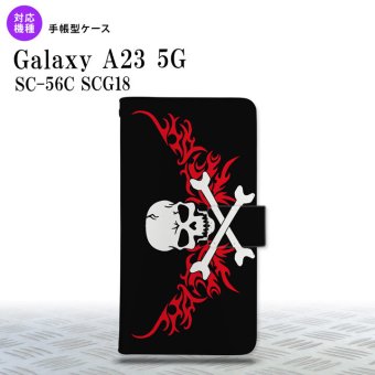 Galaxy A23 GalaxyA23 手帳型スマホケース カバー ドクロ 白 横 赤 2022年 10月発売 nk-004s-a23-dr880