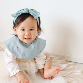 lien de famille スタイとヘアバンドセット ブルーベリー ミモザ | 日本製 女の子 リボン おしゃれ ギフト プレゼント 出産祝い