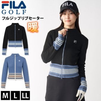 FILA GOLF フィラゴルフ ゴルフウェア フルジップ リブセーター レディース ショート丈 あったか 防寒 シンプル トップス スポーツブランド 大人 ギフト プレゼント 20代 30代 40代 50代 秋冬 M L LL 2026FW karlas