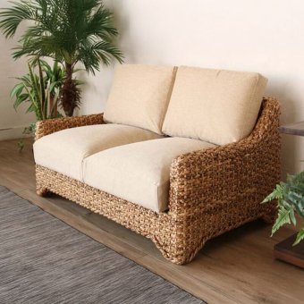 ソファ 座椅子 アジアン家具 ー 2人掛け 2人用 幅126cm ウォーターヒヤシンス おしゃれ アジアン アンティーク ナチュラル リゾート インテリア テイスト 家具 リビング 開梱設置無料