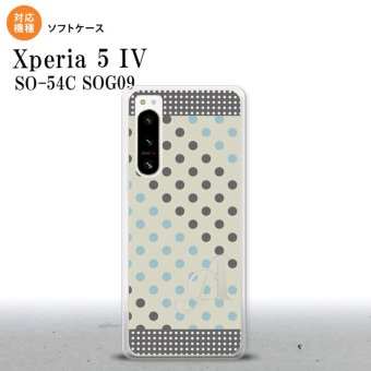 Xperia 5IV Xperia5IV スマホケース 背面ケースソフトケース ドット 水玉 C グレー 青 +アルファベット 2022年 10月発売 nk-xp54-tp1650i