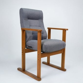 高座椅子 リング リクライニング 天然木 グレー・オーカー W57.5xD55-89xH98cm座面高47/50/53cm 座椅子 リクライニングチェア パーソナルチェア 肘付き グレイ オーカー おしゃれ