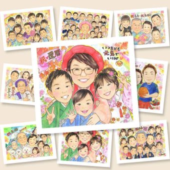 還暦の記念に、大切な瞬間を、あたたかく残せます。下書き確認ができるので、安心して贈れます。 還暦祝い プレゼント 似顔絵 贈り物 名入れ ギフト 手描き 還暦 お祝い 記念 誕生日 おばあちゃん 祖母 祖父 おじいちゃん 下書き確認 修正無料 名入れ 一生もの 宝物 親孝行 実績多数 傘寿 一生もの 還暦 長寿 ウェディングギフト イラスト 闘病中の方への励まし お祝い返し 色紙 長寿祝い