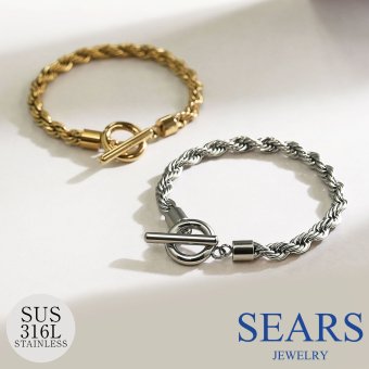 ブレスレット ユニセックス サージカルステンレス 316L マンテル ロープチェーンブレスレット(シアーズ)  sb43-0002