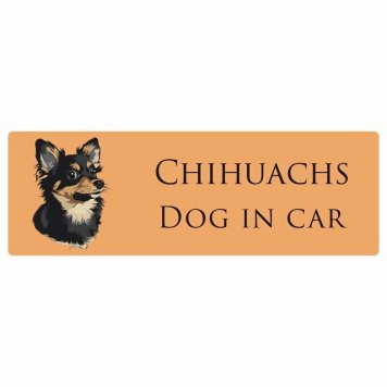 ドッグ カーステッカー イラスト付 Dog in Car チワックス 黒 Bタイプ セーフティサイン 犬種別 長方形 20x6.7cm シール リア あおり運転対策 Dog Sticker 屋外 屋内 防水 かわいい おしゃれ 安全対策 カーサイン