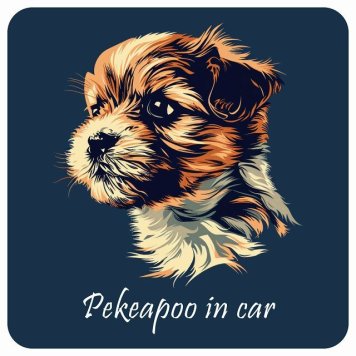 ドッグ カーステッカー イラスト付 Dog in Car ペキプー Aタイプ セーフティサイン 犬種別 正方形 13x13cm シール リア あおり運転対策 Dog Sticker 屋外 屋内 防水 かわいい おしゃれ 安全対策 カーサイン