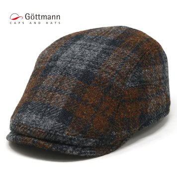 Gottmann ハンチング 帽子 メンズ 秋冬 耳当て付き ハリスツイード ゴットマン ハンチング帽 ウール100% 暖かい チェック柄 グレー 誕生日 ギフト クリスマス プレゼント 帽子通販 男性 父の日