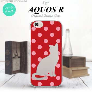 【SH03J】【スマホケース/スマホカバー】【アクオス R】SH03J スマホケース AQUOS R SH-03J カバー アクオス R 猫 水玉赤A nk-sh03j-973【メール便送料無料】