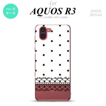 SH-04L SHV44 R3 AQUOS R3 スマホケース カバー ドット レース B 白 nk-r3-358