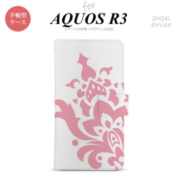 SH-04L/SHV44 AQUOS R3 手帳型スマホケース カバー ダマスク ピンク  nk-004s-r3-dr1028