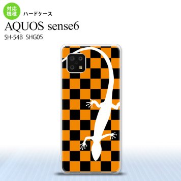 SH-54B SHG05 AQUOS sense6 スマホケース ハードケース トカゲ 市松 オレンジ メンズ レディース nk-sens6-862