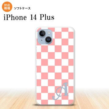 iPhone14 plsu iPhone14 plsu スマホケース 背面ケースソフトケース スクエア 白 ピンク +アルファベット 2022年 10月発売 nk-i14pl-tp765i