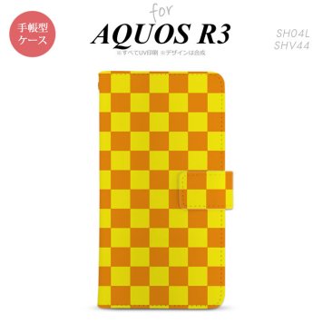 SH-04L/SHV44 AQUOS R3 手帳型スマホケース カバー スクエア 黄 オレンジ  nk-004s-r3-dr767