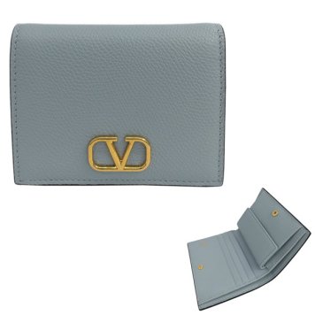 ヴァレンティノ VALENTINO 二つ折り財布 5W2P0R39 SNP ZJ4 Vロゴ シグネチャー スモール ミニ財布 ポーセリンブルー VLOGO SIGNATURE FLAP FRENCH WALLET
