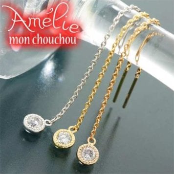 K18 ダイヤ チェーンピアス ピンクゴールド 0.2ct アメリ モンシュシュ タルトシリーズ 揺れる 天然石 アクセサリー レディース ジュエリー 18金 ギフト プレゼント 贈り物
