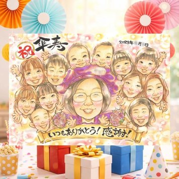 傘寿祝いの記念に、大切な思い出を似顔絵で残しませんか。修正無料で、納得しながら進められます。 贈り物 傘寿祝い 似顔絵 手描き プレゼント ギフト 名入れ 傘寿祝い 記念 お祝い 長寿 大人数 おばあちゃん おじいちゃん 祖父母 名入れ 下書き確認 修正無料 実績多数 一生もの 宝物 かわいい 親孝行 80歳 長寿祝い 敬老の日 古希祝い サプライズ 家族 オリジナル バレンタインデー 感謝