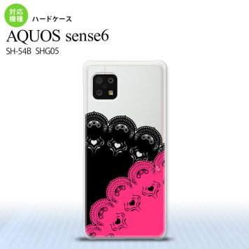 SH-54B SHG05 AQUOS sense6 スマホケース ハードケース レース B 黒 ピンク メンズ レディース nk-sens6-728