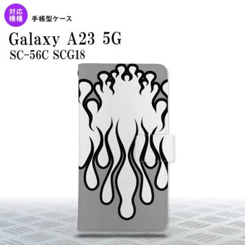 Galaxy A23 GalaxyA23 手帳型スマホケース カバー ファイヤー 炎 白 黒 2022年 10月発売 nk-004s-a23-dr1307