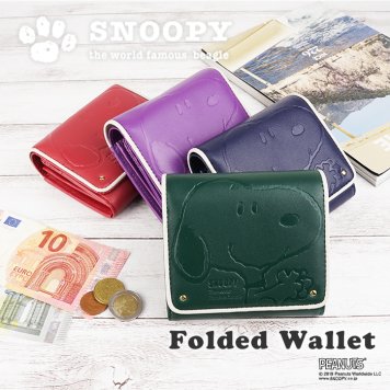 SNOOPY スヌーピー 二つ折り財布 財布 L字ファスナー ファスナー 型押し レディース 女性向け カジュアル 母の日 誕生日 プレゼント ギフト