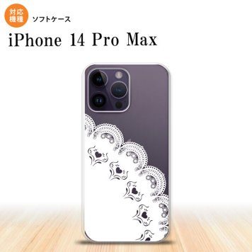 iPhone14 ProMax iPhone14 Pro Max スマホケース 背面ケースソフトケース レース A 白 2022年 9月発売 nk-i14pm-tp721
