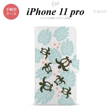 iPhone11Pro iPhone11 Pro 手帳型スマホケース カバー ホヌ 小 クリア 青  nk-004s-i11p-dr1463