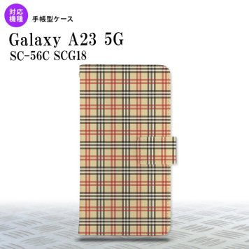 Galaxy A23 GalaxyA23 手帳型スマホケース カバー チェック ベージュ 赤 2022年 10月発売 nk-004s-a23-dr446