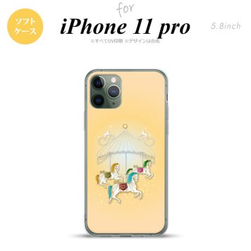 iPhone11Pro iPhone11 Pro スマホケース ソフトケース メリーゴーラウンド 黄 メンズ レディース nk-i11p-tp313