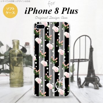 【iPhone8Plus】【スマホケース/スマホカバー】【アイフォン8プラス】iPhone8Plus スマホケース ケース アイフォン8プラス イニシャル レース・バラ 黒 nk-ip8p-tp259ini【メール便送料無料】