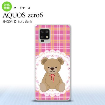 SHG04 SHG04 ZERO6 AQUOS zero6 スマホケース ハードケース くま チェック レース ピンク メンズ レディース nk-zero6-756