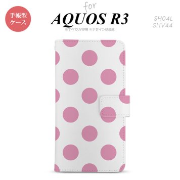 SH-04L/SHV44 AQUOS R3 手帳型スマホケース カバー ドット 水玉 ピンク  nk-004s-r3-dr004