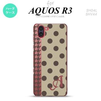 SH-04L SHV44 R3 AQUOS R3 スマホケース カバー ドット 千鳥 茶 +アルファベット nk-r3-1514i