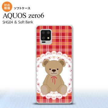 SHG04 SHG04 ZERO6 AQUOS zero6 スマホケース ソフトケース くま チェック レース 赤 メンズ レディース nk-zero6-tp755