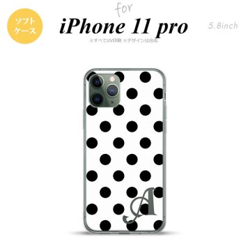 iPhone11Pro iPhone11 Pro スマホケース ソフトケース ドット 水玉 B 白 黒 +アルファベット メンズ レディース nk-i11p-tp101i