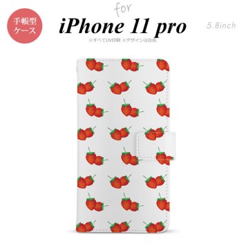 iPhone11Pro iPhone11 Pro 手帳型スマホケース カバー 苺 イチゴ 中 赤  nk-004s-i11p-dr044