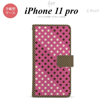 iPhone11Pro iPhone11 Pro 手帳型スマホケース カバー ドット 水玉 紫 茶  nk-004s-i11p-dr1655