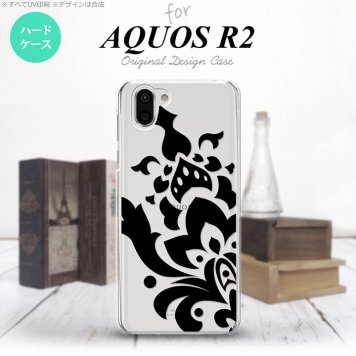 AQUOS R2 アクオス アール2 SH-03K SHV42 専用 スマホケース カバー ハードケース ダマスク柄大A 黒 nk-r2-1029[スマホ,スマホケース,スマホカバー,ケース,カバー,ジャケット]